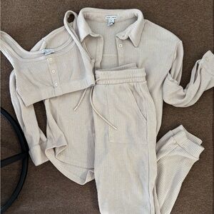 Women's Beige Loungewear 3 piece Set